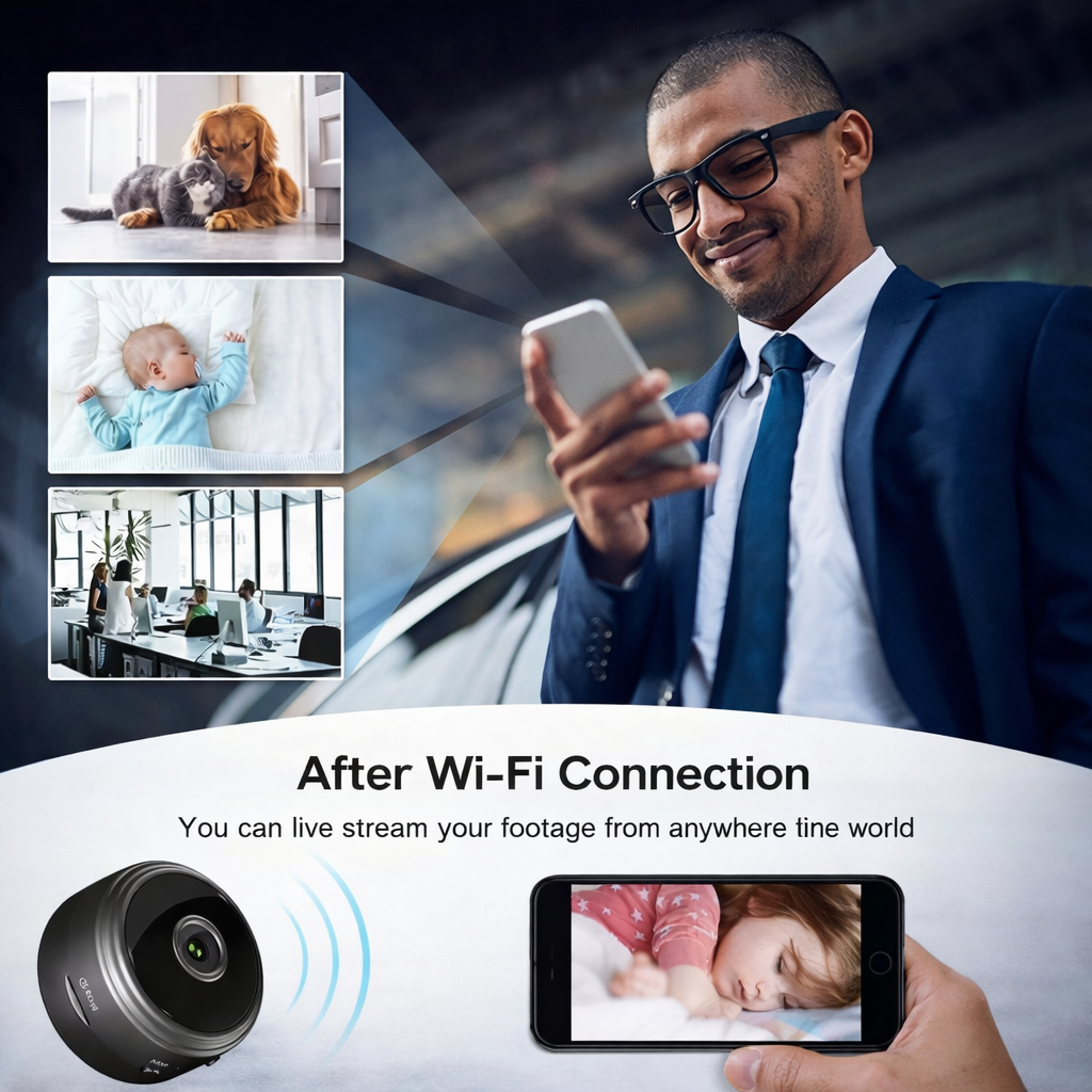A9 Portable WiFi Wireless Mini Camera Security Monitoring with Voice Recorder for Infants/Pets Smart Home Video Surveillance
