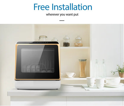 Automatic Household Kitchen Appliance Ultrasonic Dish Washer Mini Portable Desktop Dishwasher Electric Carton Plastic White 220